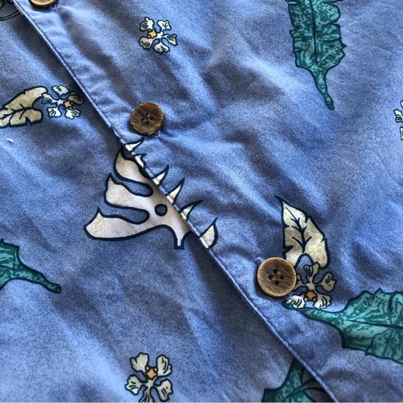 Vintage Men's Hawaiian Shirt Blue Hibiscus Ocean Pacific OP Floral Botanical L - Picture 5 of 7